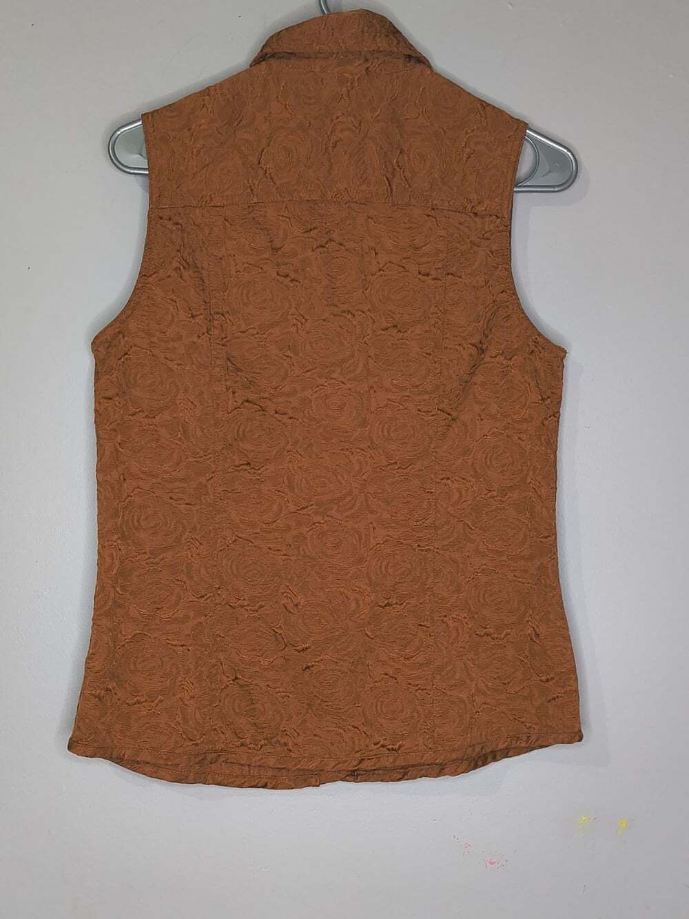Chico's Size Zero Sienna Blossom Alicia Vest Sleeveless Bronze Color Button Down - Picture 8 of 11